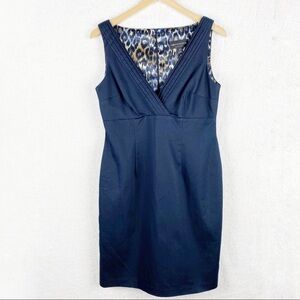 Connected Sleeveless V-Neck Dress Navy Size 10P